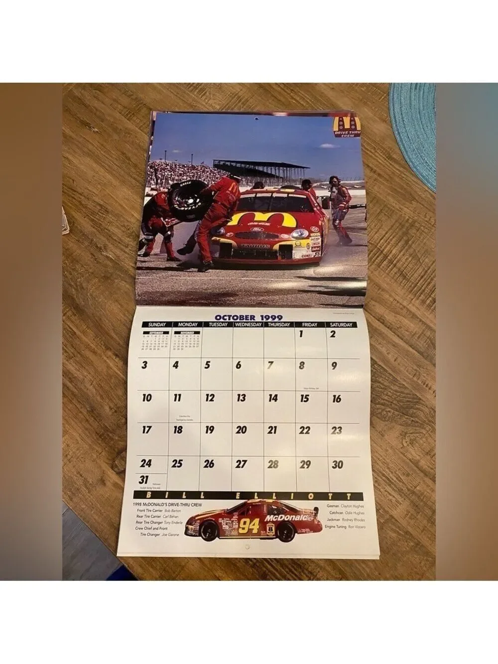 Vintage 1999 Bill Elliott Racing Calendar. Excellent Pre owned condition.